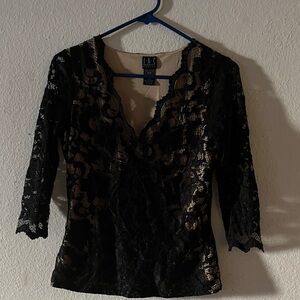 INC International Concepts Women's Black Lace Blouse